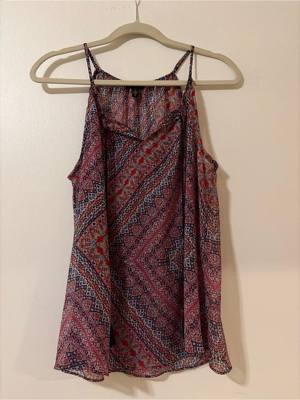 Jessica Simpson Sheer Multi Boho Print Spaghetti Strap Cami Top